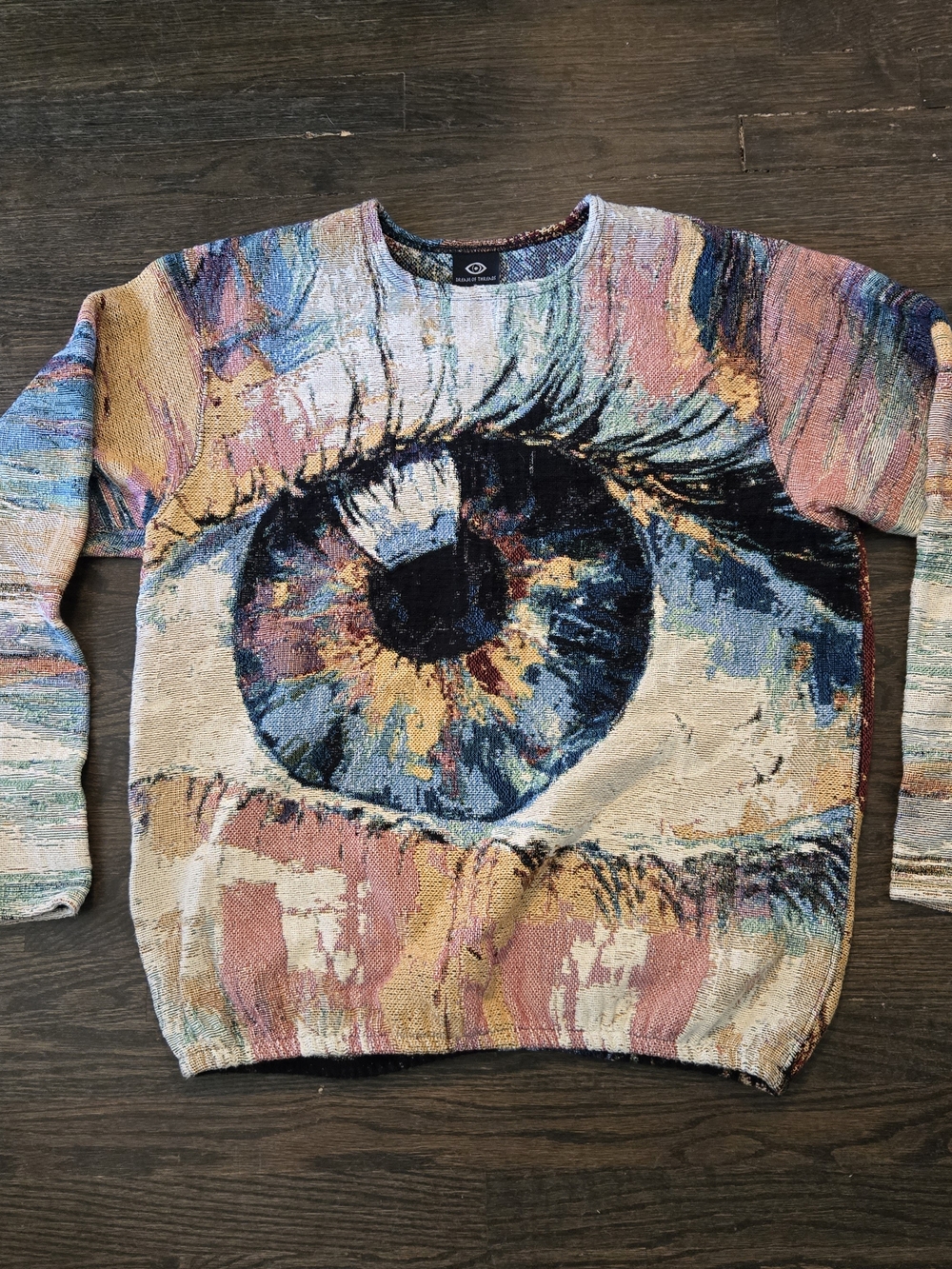 Dream of Threads "Visualeyes" Woven Tapestry Eye Sweater XL